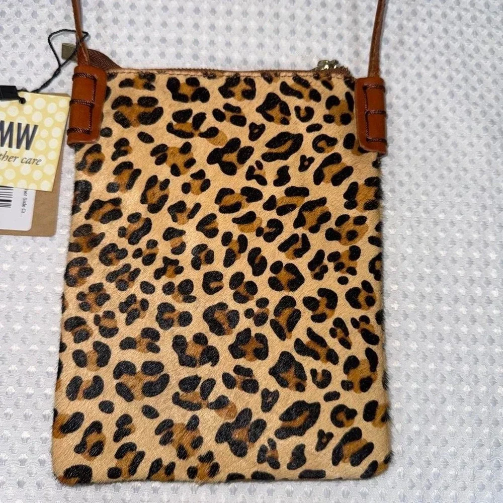 Most Wanted Crossbody Bag Women OS Tan NEW Cheetah Leather Calf Hair Animal